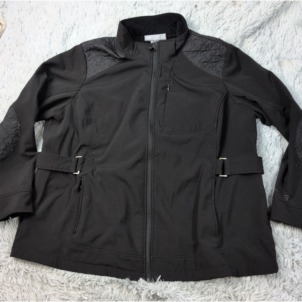 Free Country Jacket Womens 2X Black Fleece Lined Coat Zip Up Pockets